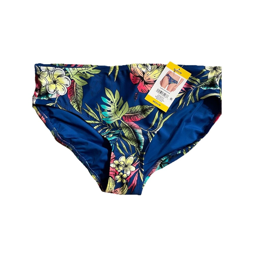 LOFT Beach Bikini Bottom Size M Blue Tropical Print Women’s Swimwear